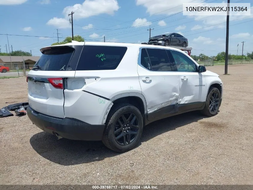 2019 Chevrolet Traverse Ls VIN: 1GNERFKW2KJ115364 Lot: 39788717