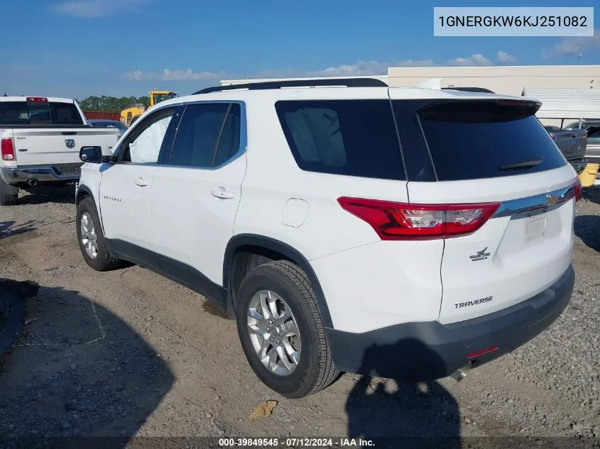 1GNERGKW6KJ251082 2019 Chevrolet Traverse 1Lt