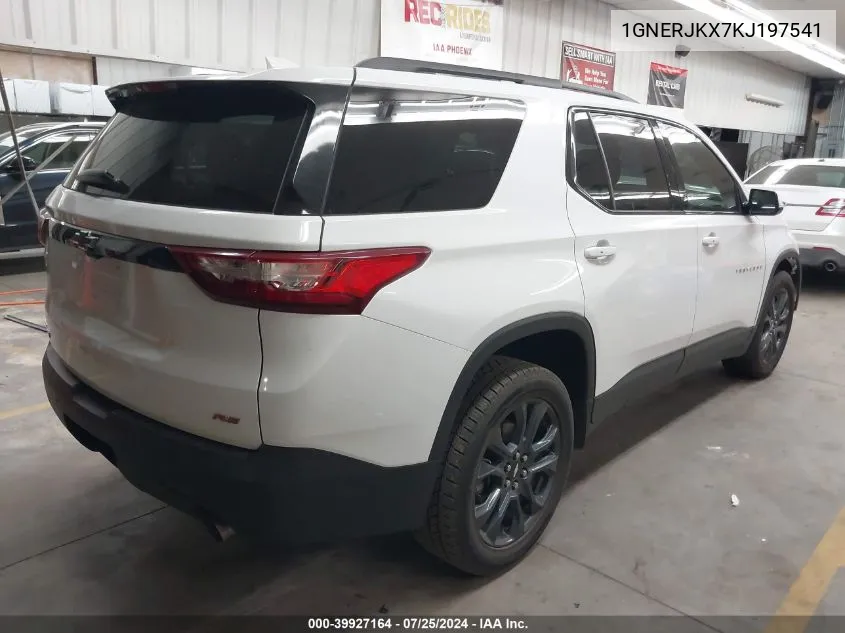 2019 Chevrolet Traverse Rs VIN: 1GNERJKX7KJ197541 Lot: 39927164