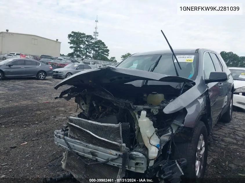 2019 Chevrolet Traverse Ls VIN: 1GNERFKW9KJ281039 Lot: 39982461