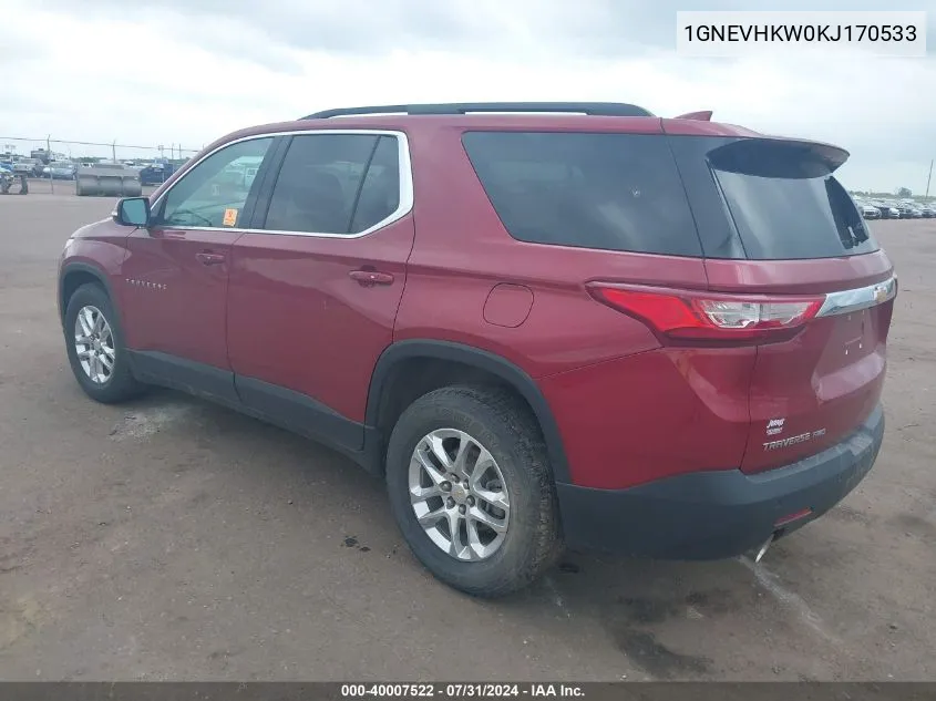 2019 Chevrolet Traverse 3Lt VIN: 1GNEVHKW0KJ170533 Lot: 40007522