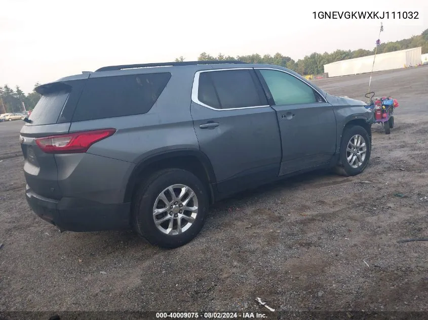 1GNEVGKWXKJ111032 2019 Chevrolet Traverse 1Lt