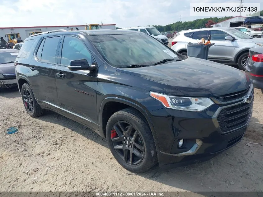 2019 Chevrolet Traverse Premier VIN: 1GNEVKKW7KJ257438 Lot: 40011112