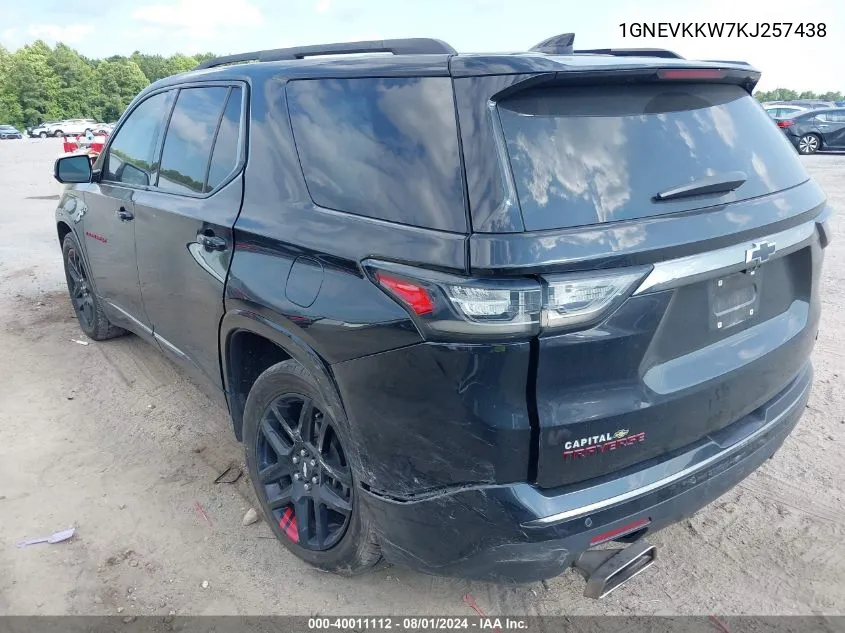 1GNEVKKW7KJ257438 2019 Chevrolet Traverse Premier