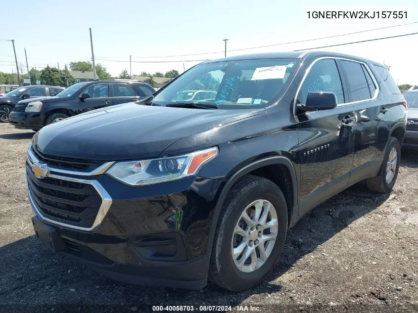 2019 Chevrolet Traverse Ls VIN: 1GNERFKW2KJ157551 Lot: 40058703