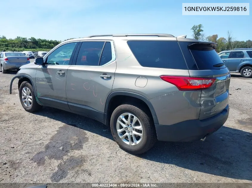 1GNEVGKW5KJ259816 2019 Chevrolet Traverse 1Lt