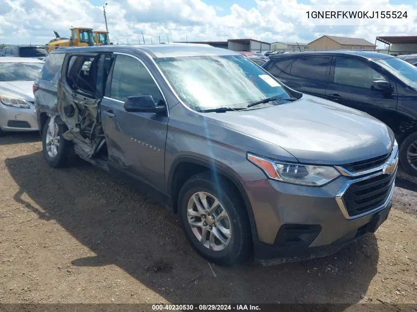 2019 Chevrolet Traverse Ls VIN: 1GNERFKW0KJ155524 Lot: 40230530