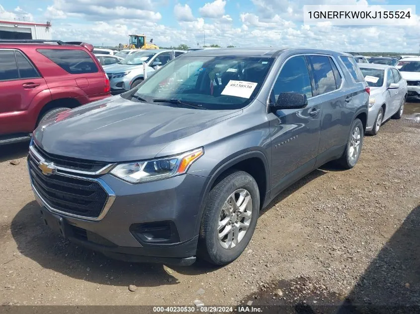 2019 Chevrolet Traverse Ls VIN: 1GNERFKW0KJ155524 Lot: 40230530