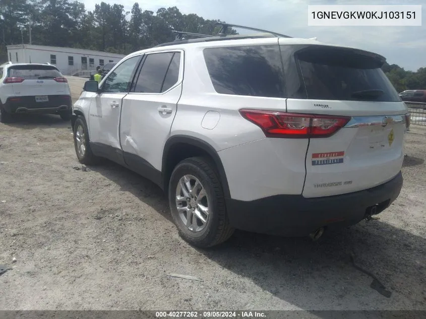 1GNEVGKW0KJ103151 2019 Chevrolet Traverse 1Lt