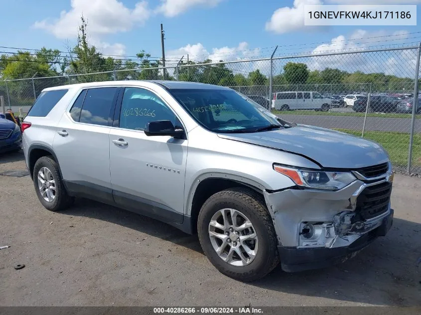 2019 Chevrolet Traverse Ls VIN: 1GNEVFKW4KJ171186 Lot: 40286266