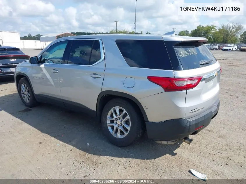 2019 Chevrolet Traverse Ls VIN: 1GNEVFKW4KJ171186 Lot: 40286266