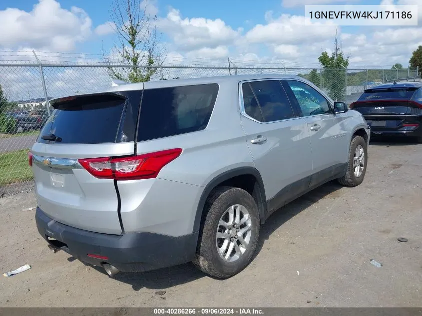 2019 Chevrolet Traverse Ls VIN: 1GNEVFKW4KJ171186 Lot: 40286266