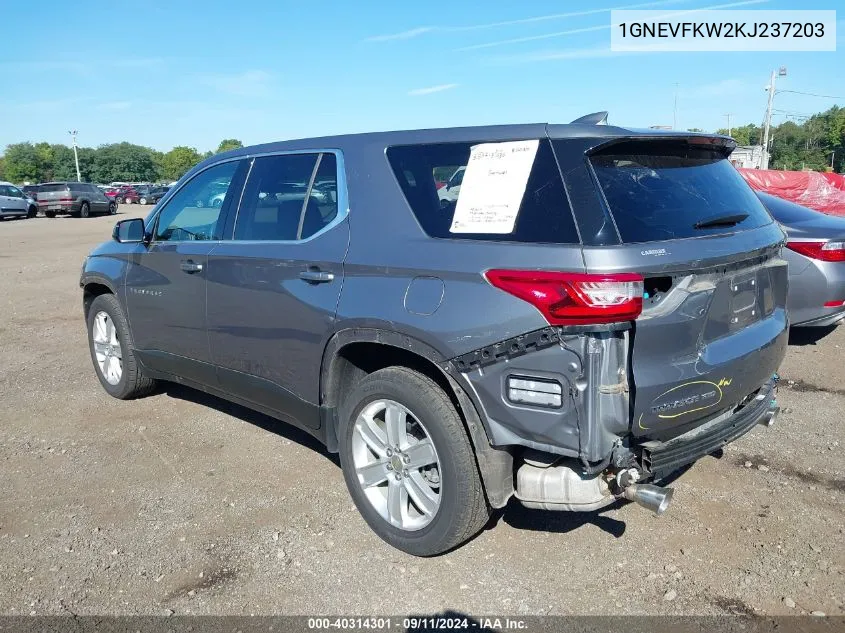 2019 Chevrolet Traverse Ls VIN: 1GNEVFKW2KJ237203 Lot: 40314301