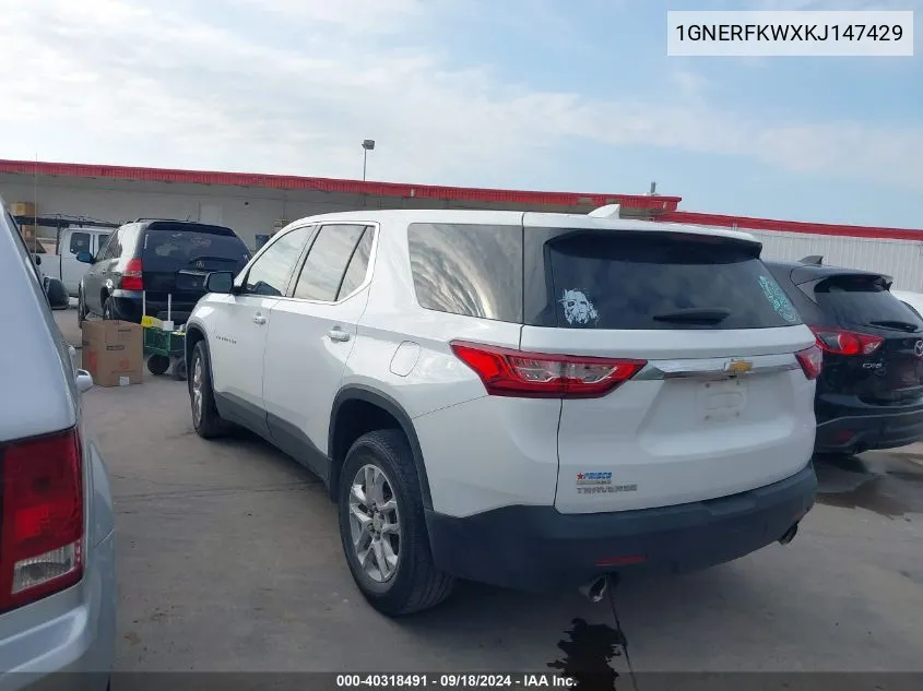 2019 Chevrolet Traverse Ls VIN: 1GNERFKWXKJ147429 Lot: 40318491