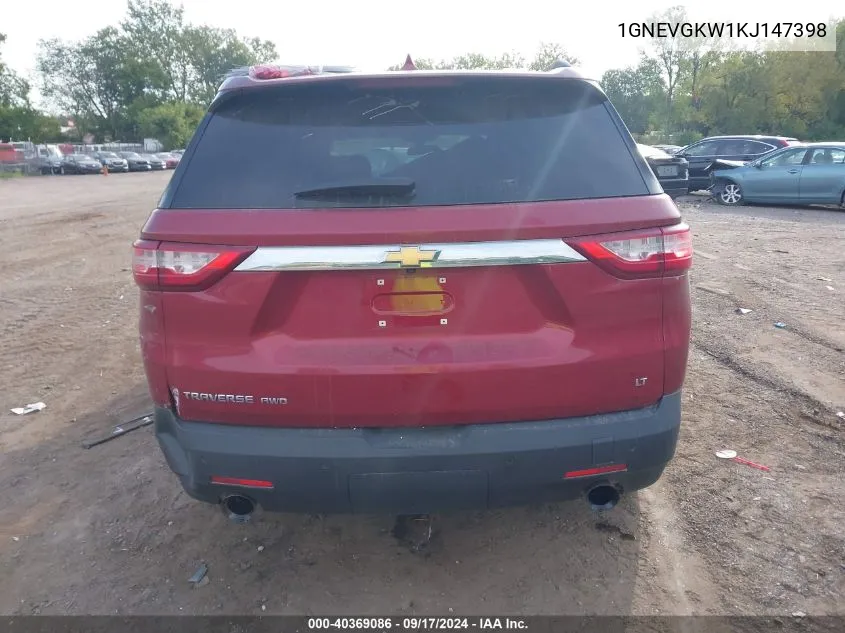 2019 Chevrolet Traverse Lt VIN: 1GNEVGKW1KJ147398 Lot: 40369086