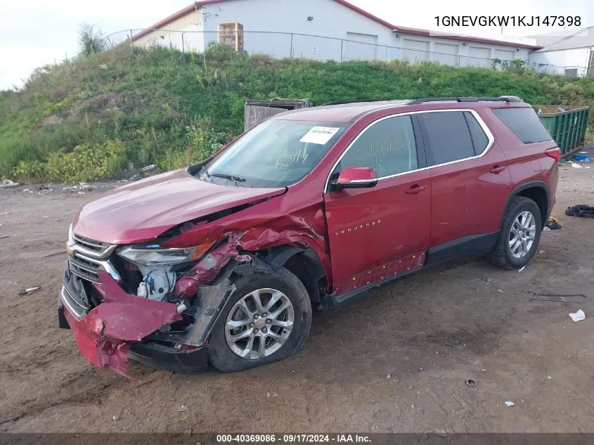 2019 Chevrolet Traverse Lt VIN: 1GNEVGKW1KJ147398 Lot: 40369086