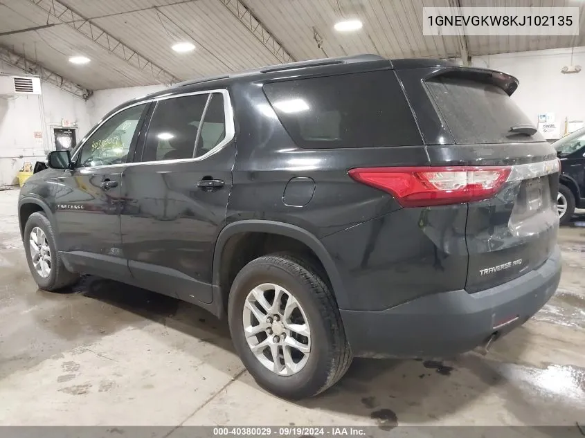 2019 Chevrolet Traverse 1Lt VIN: 1GNEVGKW8KJ102135 Lot: 40380029