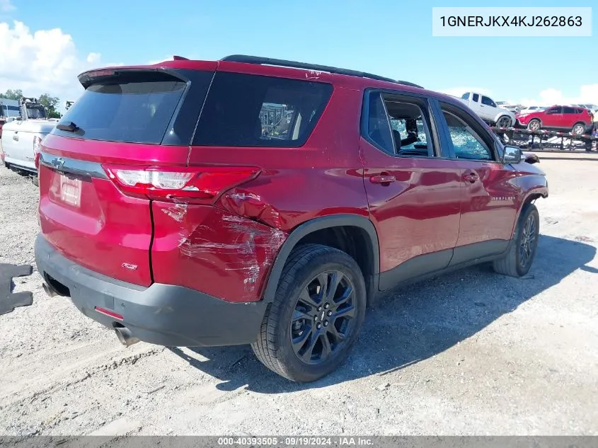 2019 Chevrolet Traverse Rs VIN: 1GNERJKX4KJ262863 Lot: 40393505