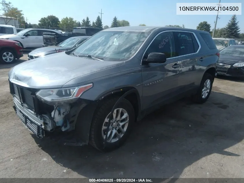 2019 Chevrolet Traverse Ls VIN: 1GNERFKW6KJ104500 Lot: 40406025