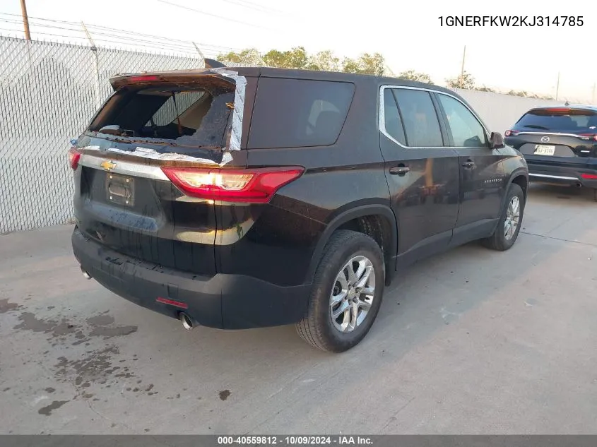 2019 Chevrolet Traverse Ls VIN: 1GNERFKW2KJ314785 Lot: 40559812