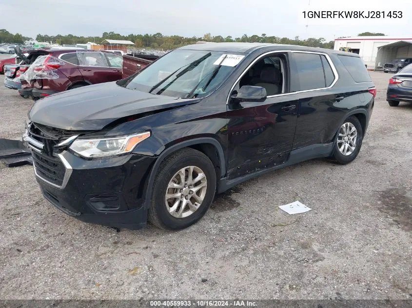 2019 Chevrolet Traverse Ls VIN: 1GNERFKW8KJ281453 Lot: 40559933