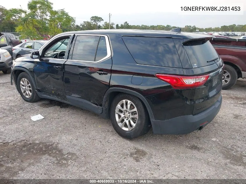 2019 Chevrolet Traverse Ls VIN: 1GNERFKW8KJ281453 Lot: 40559933