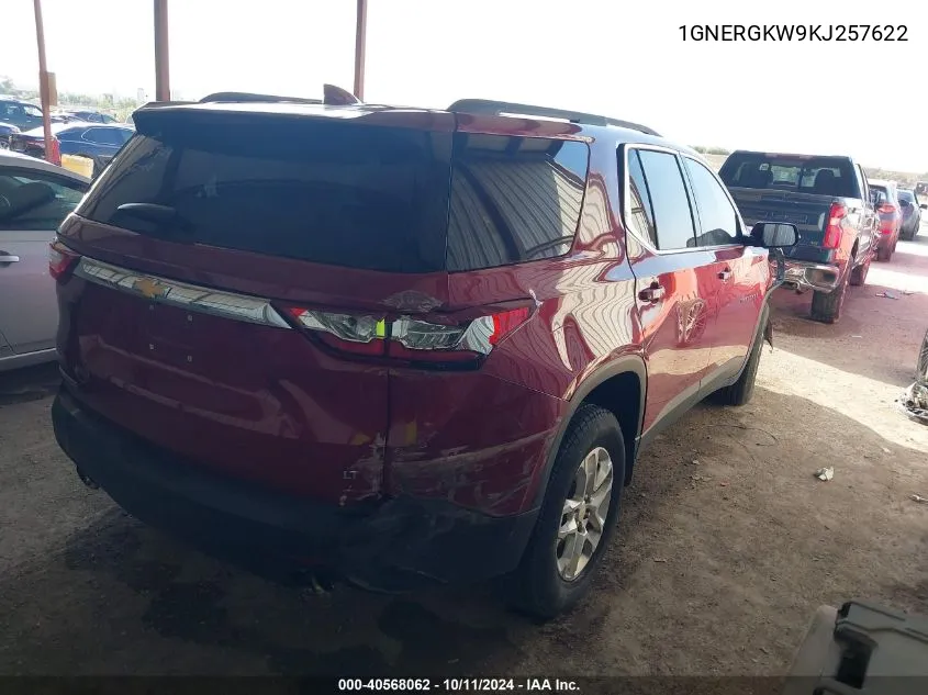 2019 Chevrolet Traverse Lt VIN: 1GNERGKW9KJ257622 Lot: 40568062