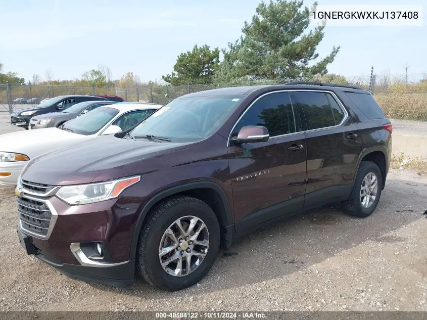 2019 Chevrolet Traverse 1Lt VIN: 1GNERGKWXKJ137408 Lot: 40584122