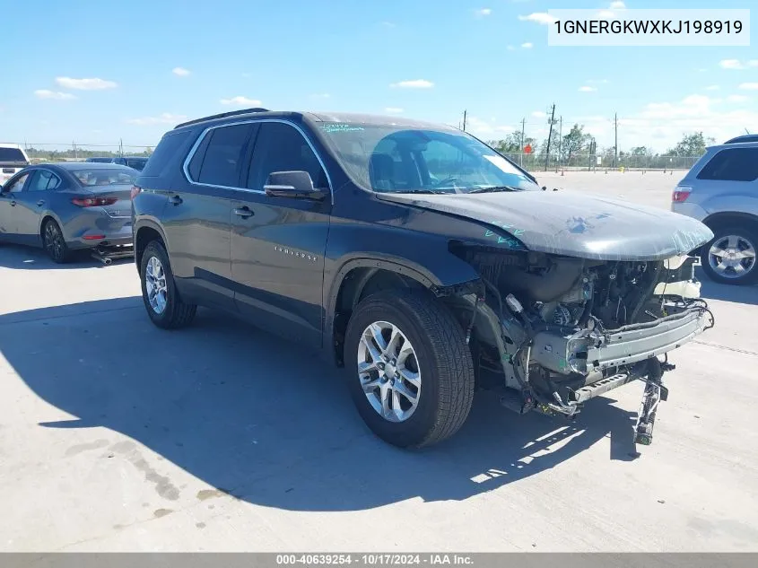 2019 Chevrolet Traverse 1Lt VIN: 1GNERGKWXKJ198919 Lot: 40639254