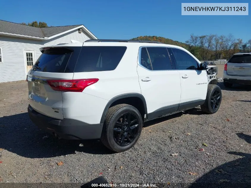 2019 Chevrolet Traverse 3Lt VIN: 1GNEVHKW7KJ311243 Lot: 40652910