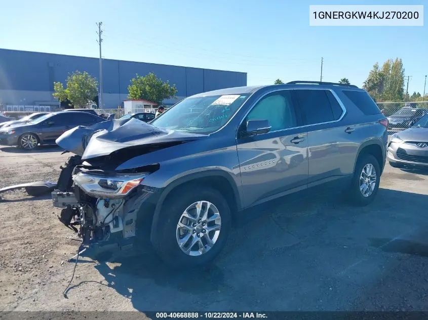 2019 Chevrolet Traverse 1Lt VIN: 1GNERGKW4KJ270200 Lot: 40668888