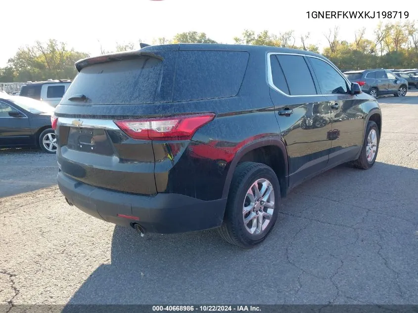 2019 Chevrolet Traverse Ls VIN: 1GNERFKWXKJ198719 Lot: 40668986