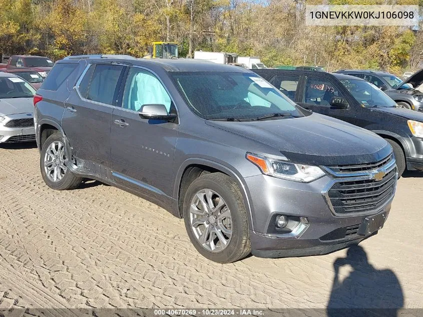 2019 Chevrolet Traverse Premier VIN: 1GNEVKKW0KJ106098 Lot: 40670269