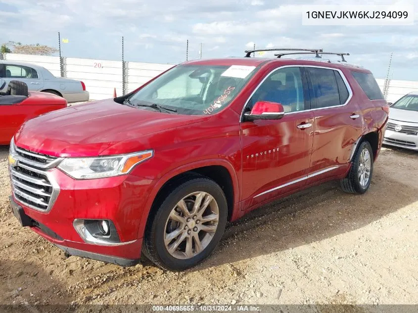 2019 Chevrolet Traverse High Country VIN: 1GNEVJKW6KJ294099 Lot: 40695655