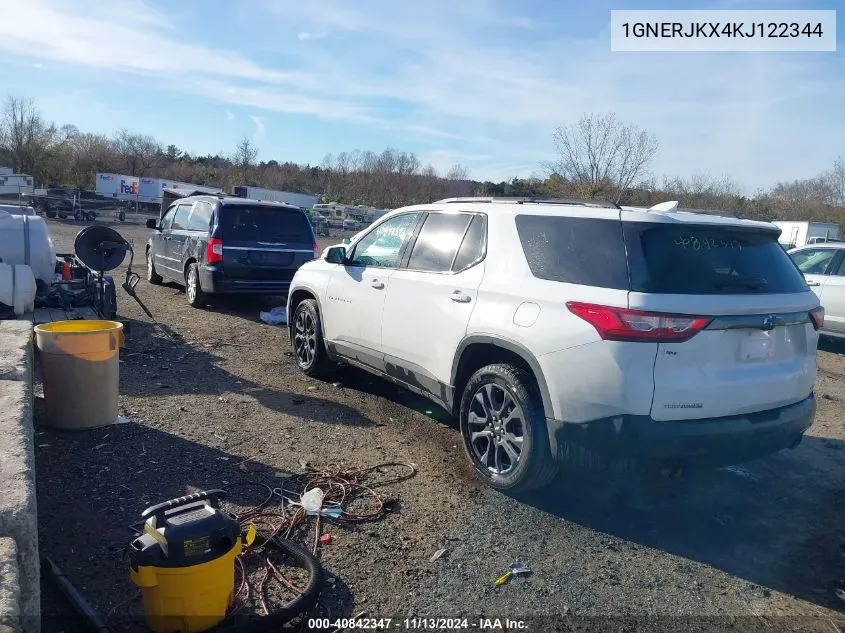 2019 Chevrolet Traverse Rs VIN: 1GNERJKX4KJ122344 Lot: 40842347