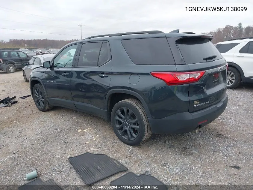 1GNEVJKW5KJ138099 2019 Chevrolet Traverse Rs