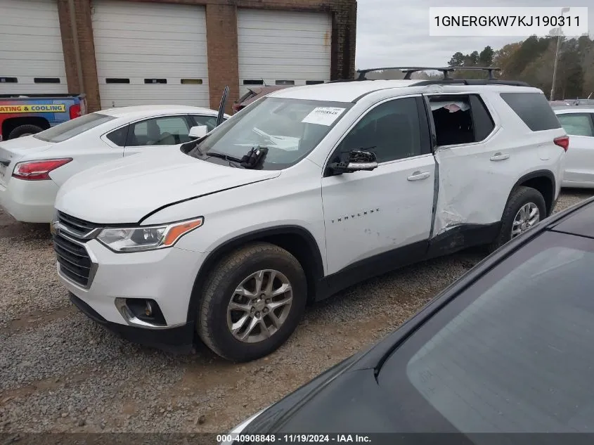 2019 Chevrolet Traverse 1Lt VIN: 1GNERGKW7KJ190311 Lot: 40908848