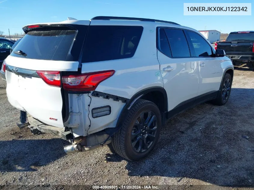 2019 Chevrolet Traverse Rs VIN: 1GNERJKX0KJ122342 Lot: 40909501