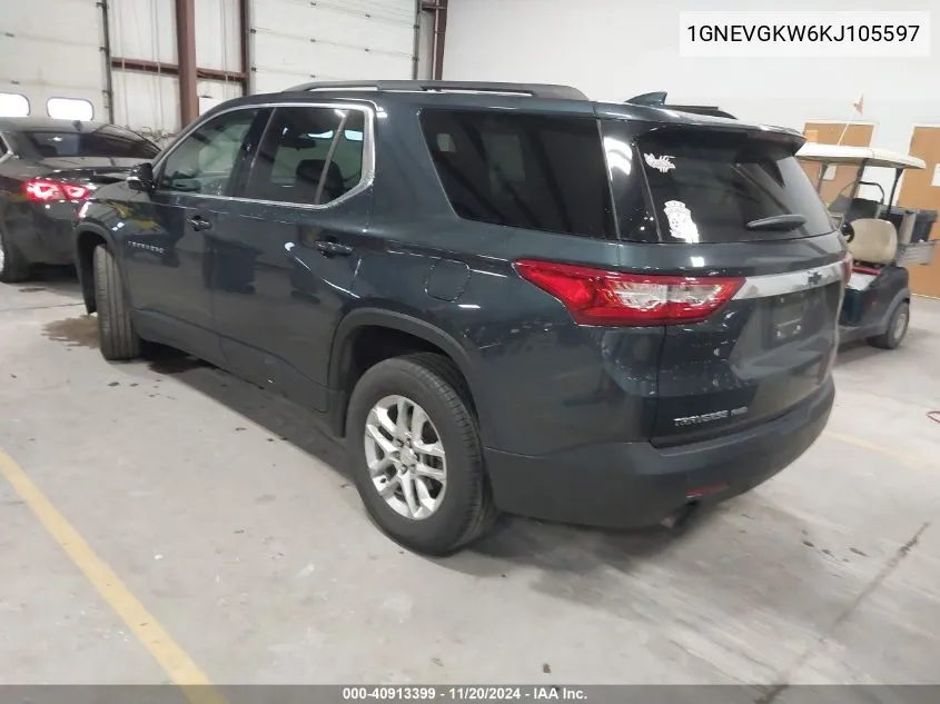 2019 Chevrolet Traverse 1Lt VIN: 1GNEVGKW6KJ105597 Lot: 40913399