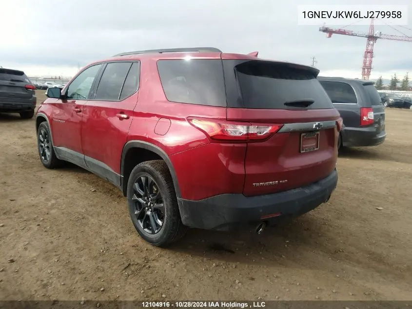 2020 Chevrolet Traverse VIN: 1GNEVJKW6LJ279958 Lot: 12104916