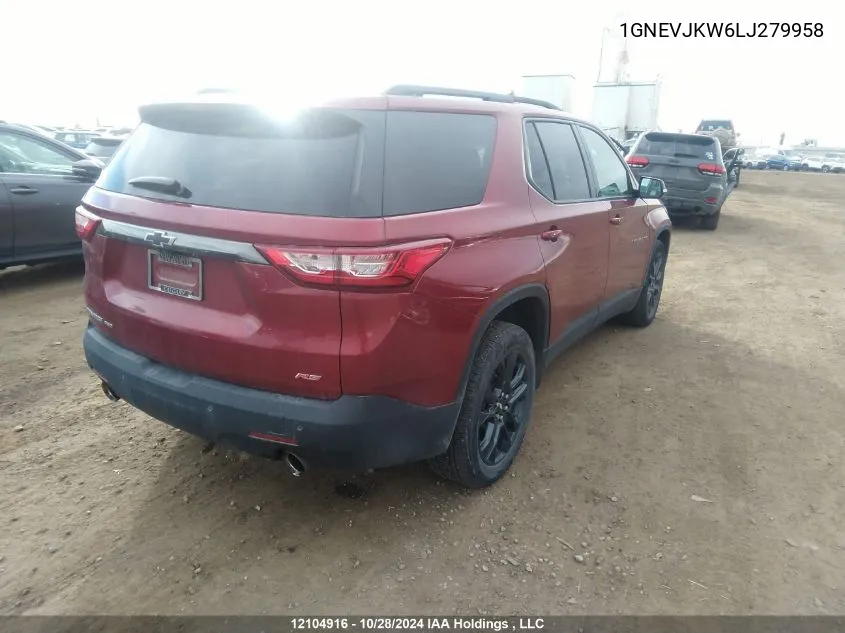 2020 Chevrolet Traverse VIN: 1GNEVJKW6LJ279958 Lot: 12104916