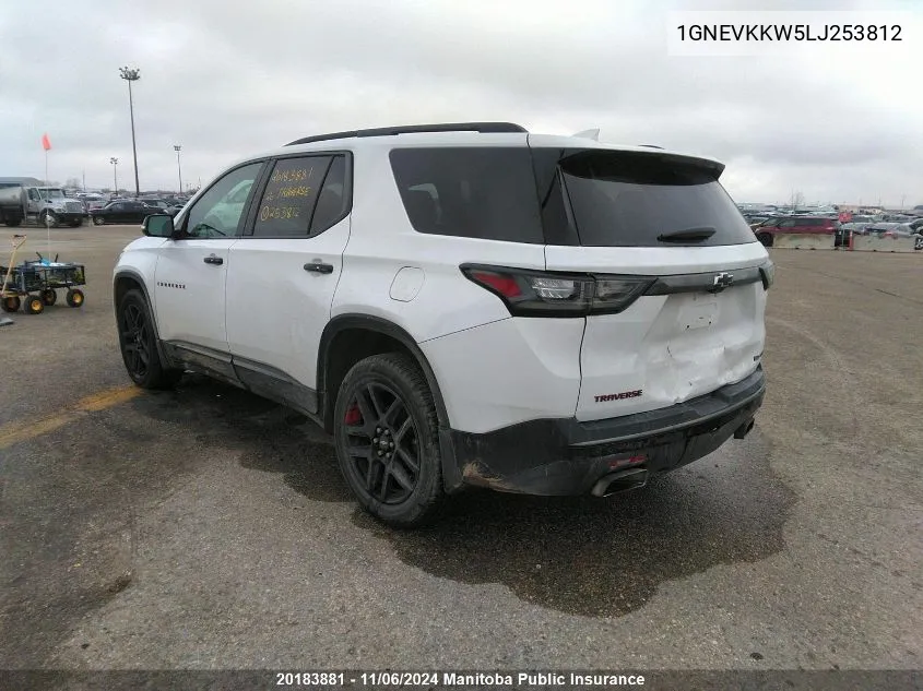 2020 Chevrolet Traverse Premier VIN: 1GNEVKKW5LJ253812 Lot: 20183881