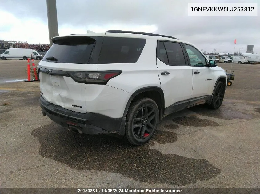 2020 Chevrolet Traverse Premier VIN: 1GNEVKKW5LJ253812 Lot: 20183881