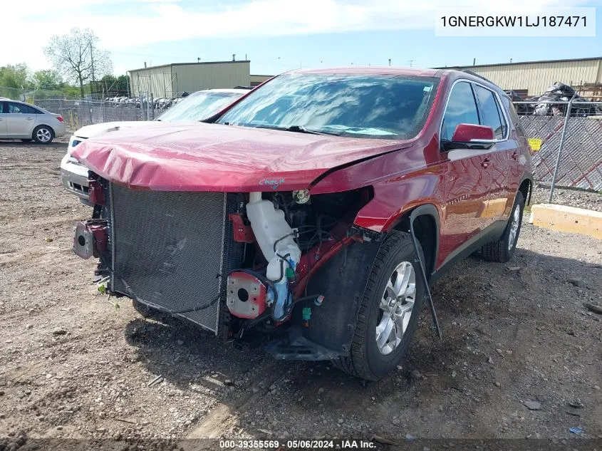 2020 Chevrolet Traverse Fwd Lt Cloth VIN: 1GNERGKW1LJ187471 Lot: 39355569