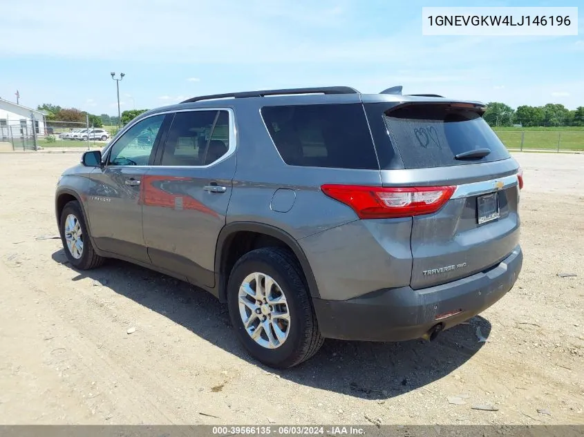 2020 Chevrolet Traverse Awd Lt Cloth VIN: 1GNEVGKW4LJ146196 Lot: 39566135