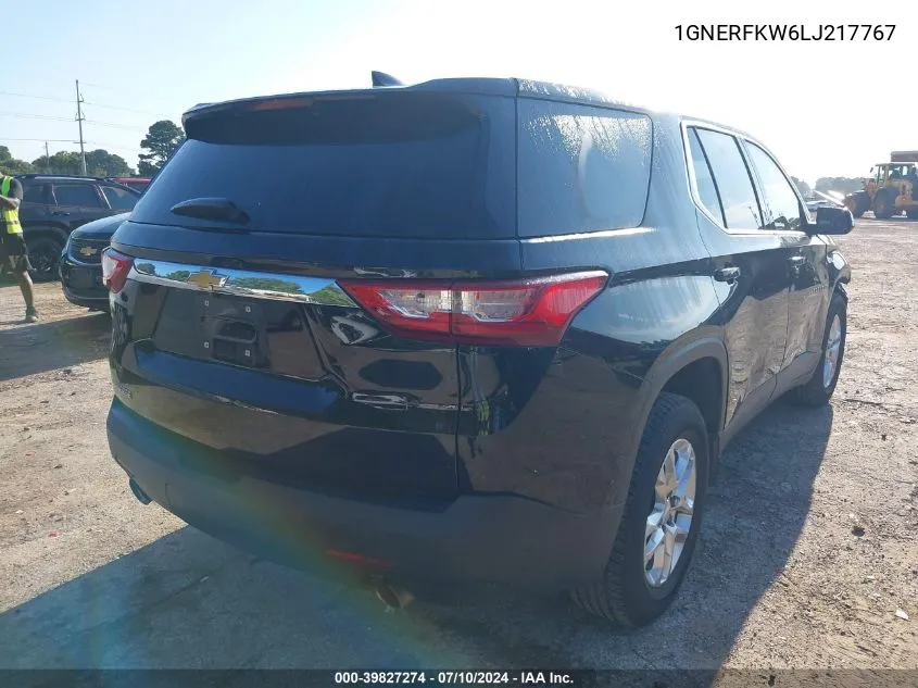 2020 Chevrolet Traverse Fwd Ls VIN: 1GNERFKW6LJ217767 Lot: 39827274