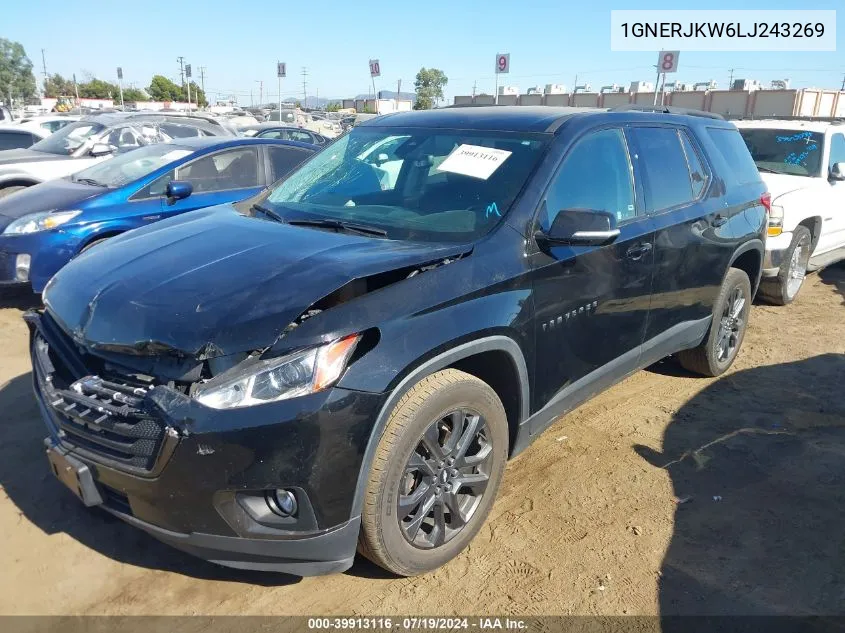 2020 Chevrolet Traverse Fwd Rs VIN: 1GNERJKW6LJ243269 Lot: 39913116