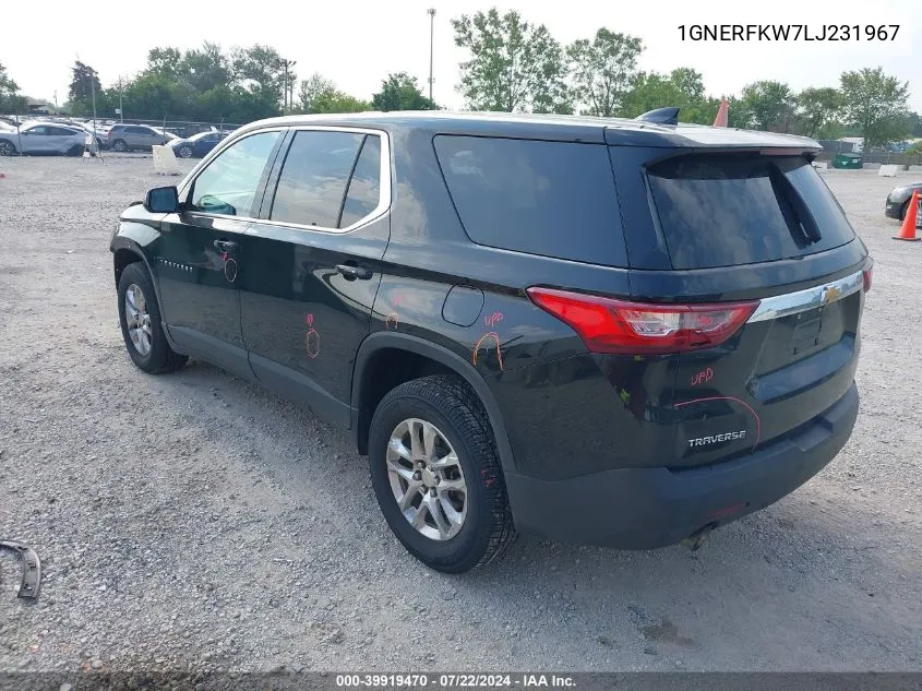 2020 Chevrolet Traverse Fwd Ls VIN: 1GNERFKW7LJ231967 Lot: 39919470