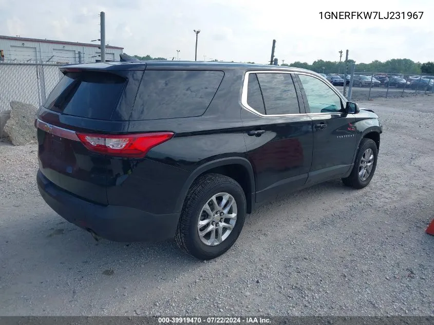 2020 Chevrolet Traverse Fwd Ls VIN: 1GNERFKW7LJ231967 Lot: 39919470