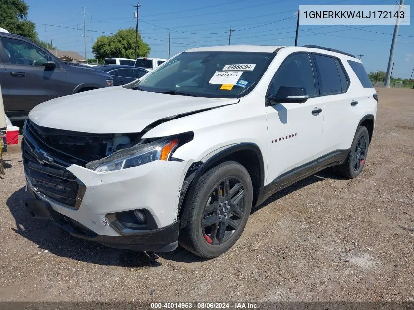 2020 Chevrolet Traverse Fwd Premier VIN: 1GNERKKW4LJ172143 Lot: 40014953